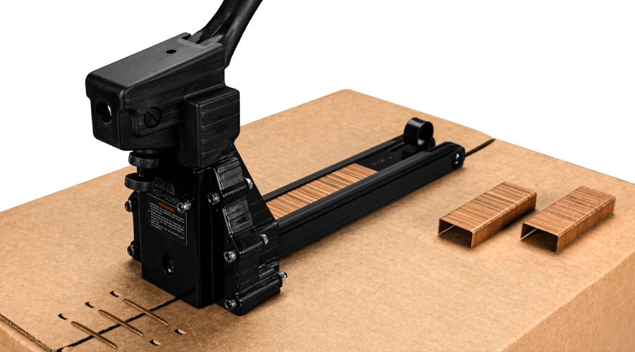 Grapas industriales y sellos de seguridad para cajas de cartón